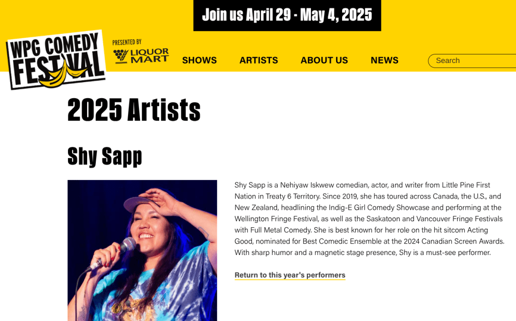 FOURTH Indigenous Female Comedian to be featured in a Winnipeg Comedy Festival Mega&nbsp;Show!!